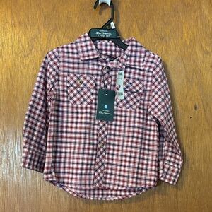 Ben Sherman Red and White Plaid Button-Down Shirt